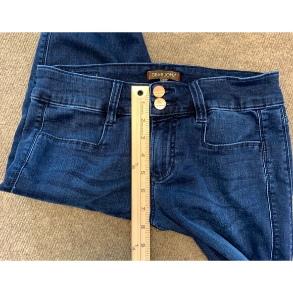 Dear John Rocket Flare Jeans 27 Low Rise Bootcut Whiskered Stretch Y2K Denim - Picture 5 of 9